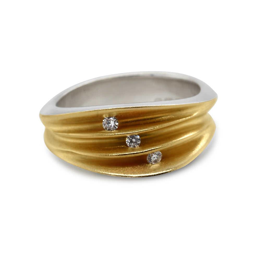 Paul Finch - Silver 22k Yellow Gold Full Split Trio Shell Ring - DESIGNYARD, Dublin Ireland.