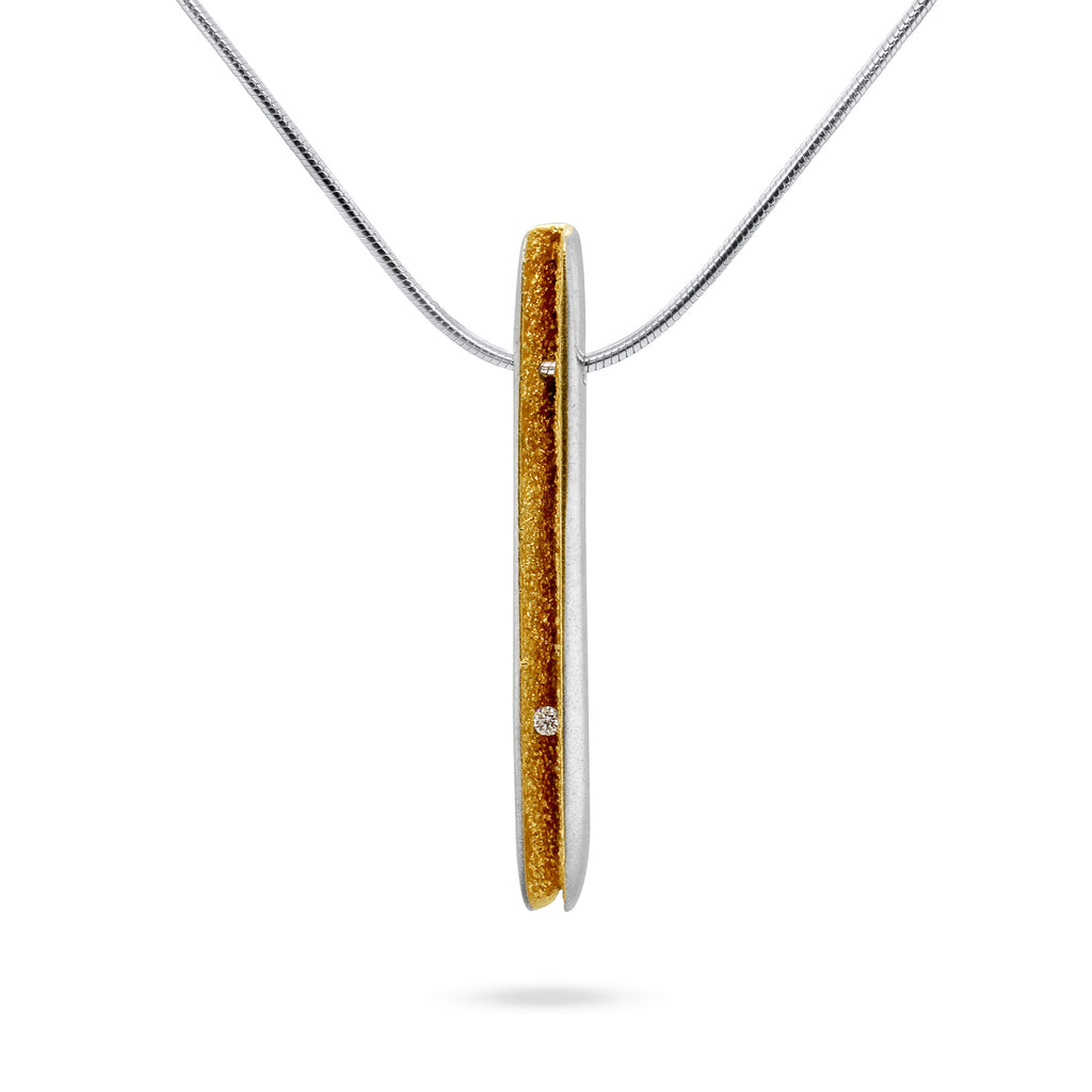 Paul Finch - Silver 22k Yellow Gold Textured Diamond Large Shell Necklace - DESIGNYARD, Dublin Ireland.