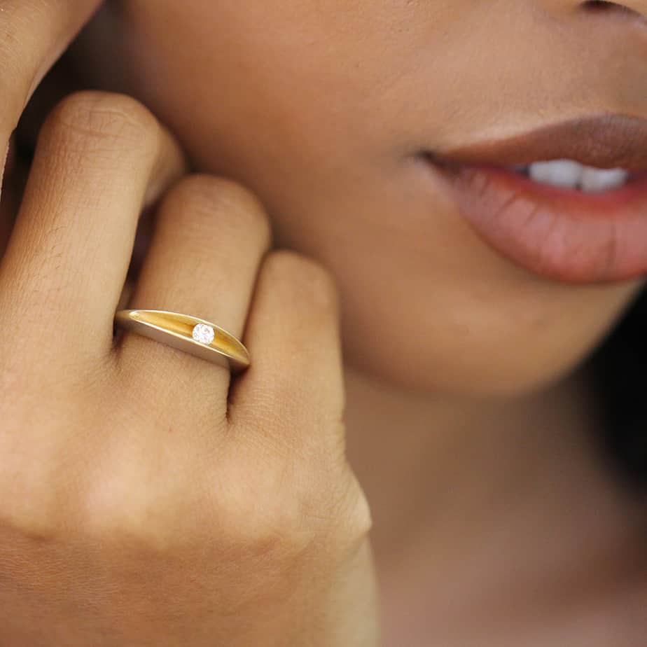 Photograph 2 of Paul Finch's Contemporary Silver 22K Yellow Gold Diamond Full Split Shell Ring Available on DESIGNYARD.com and in our Jewellery Shop Dublin, Ireland. Free Worldwide Shipping with DHL.
