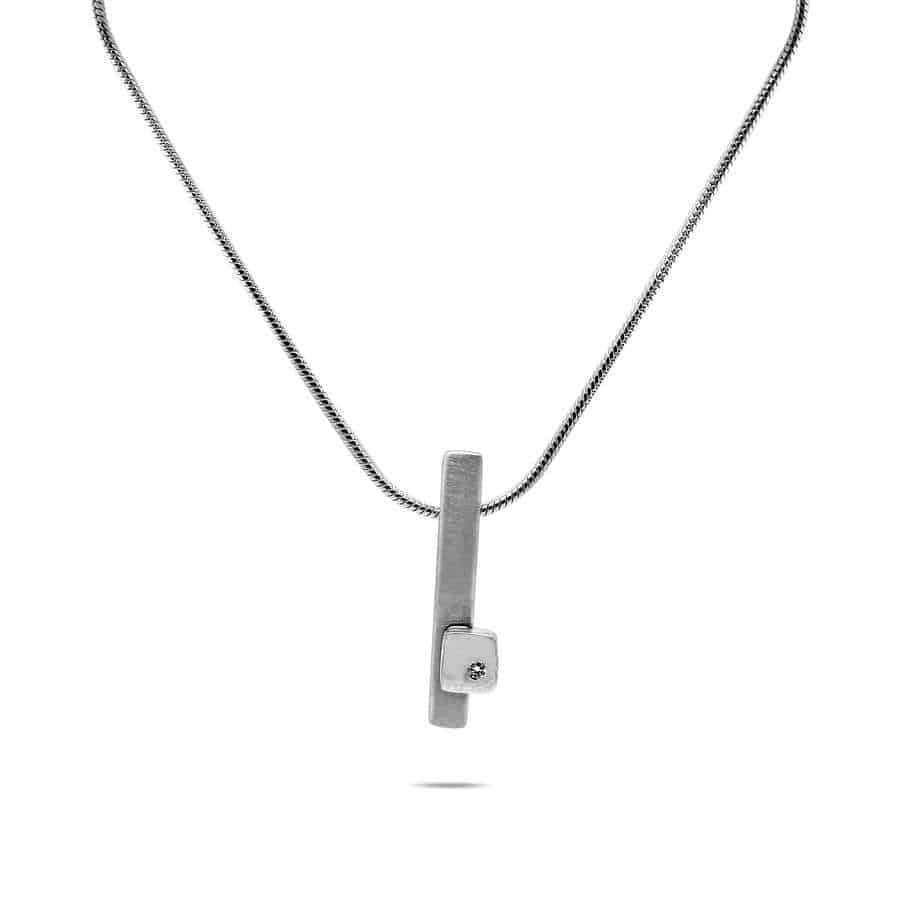 Paul Finch - Sterling Silver Short Diamond Ingot Pendant - DESIGNYARD, Dublin Ireland.