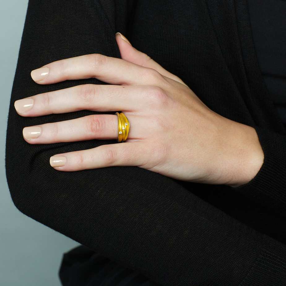 Paul Finch - Silver 22k Yellow Gold Full Split Trio Shell Ring - DESIGNYARD, Dublin Ireland.