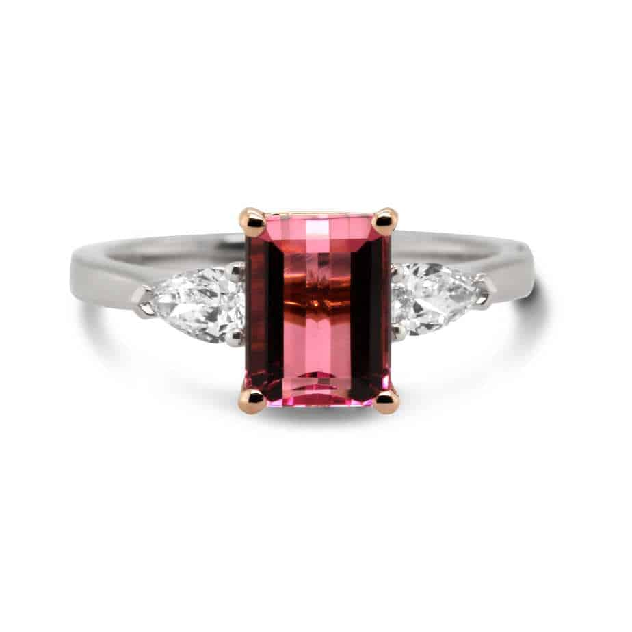 Ronan Campbell - Platinum 18k Rose Gold Pink Tourmaline Pear Ring - DESIGNYARD, Dublin Ireland.