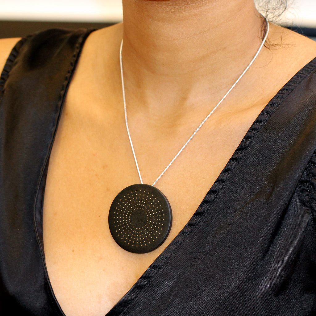 Roger Bennett - Sterling Silver Maple Emanating Inlaid Pendant - DESIGNYARD, Dublin Ireland.