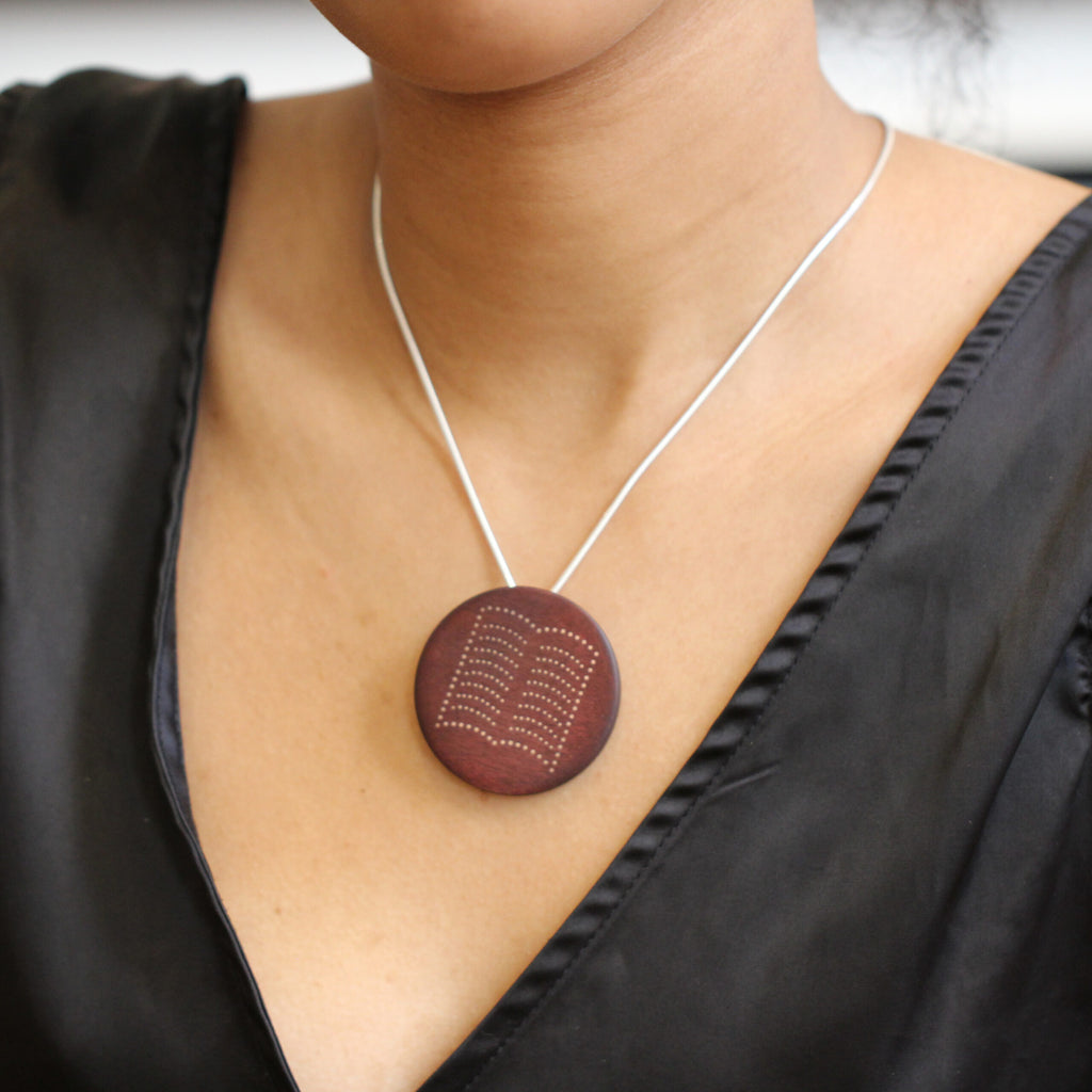 Roger Bennett - Sterling Silver Maple Open Book Inlaid Pendant - DESIGNYARD, Dublin Ireland.