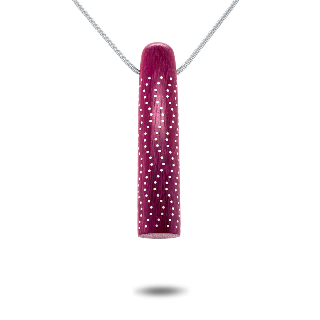 Roger Bennett - Sterling Silver Purpleheart Inlaid Drop Pendant - DESIGNYARD, Dublin Ireland.