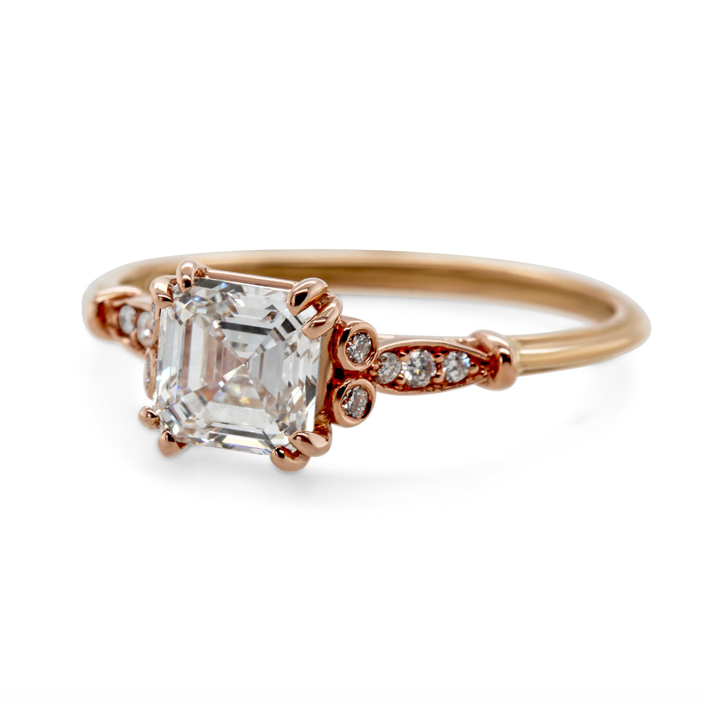 Ronan Campbell - 18k Rose Gold Asscher Edvvardiani Diamond Engagement Ring - DESIGNYARD, Dublin Ireland.