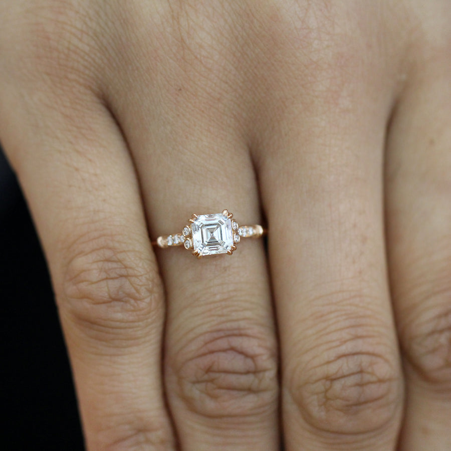 rose gold Asscher cut diamond Edvvardiani ring by Ronan Campbell at designyard contemporary jewellery gallery dublin ireland