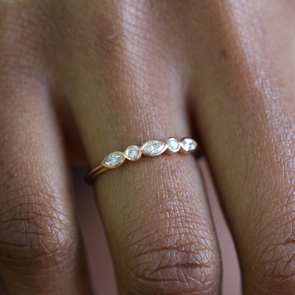 Ronan Campbell - 18k Rose Gold Edvvardiani Marquise Diamond Wedding Ring - DESIGNYARD, Dublin Ireland.