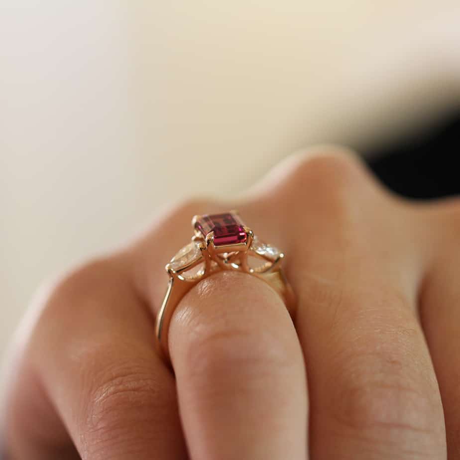 Ronan Campbell - 18k Rose Gold Pink Tourmaline Pear Diamond Ring - DESIGNYARD, Dublin Ireland.
