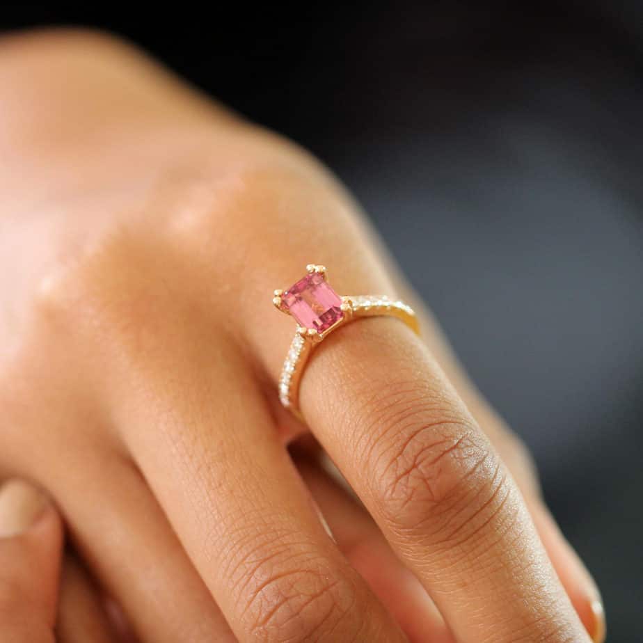 Ronan Campbell - 18k Rose Gold Pink Tourmaline Diamond Ring - DESIGNYARD, Dublin Ireland.