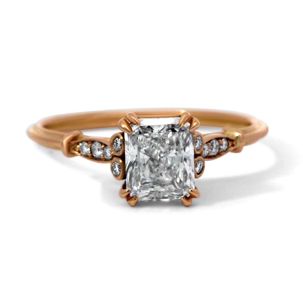 Ronan Campbell - 18k Rose Gold Radiant Edvvardiani Diamond Engagement Ring - DESIGNYARD, Dublin Ireland.