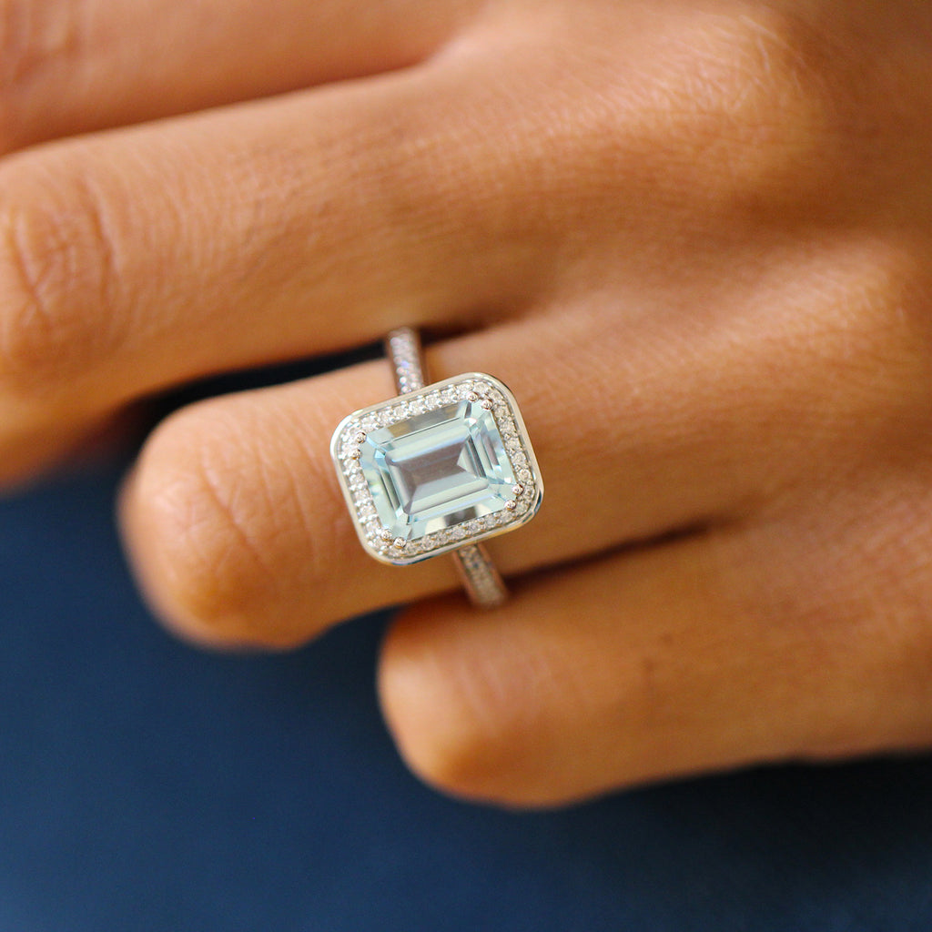 Ronan Campbell - 18k White Gold Aquamarine Diamond Ring - DESIGNYARD, Dublin Ireland.