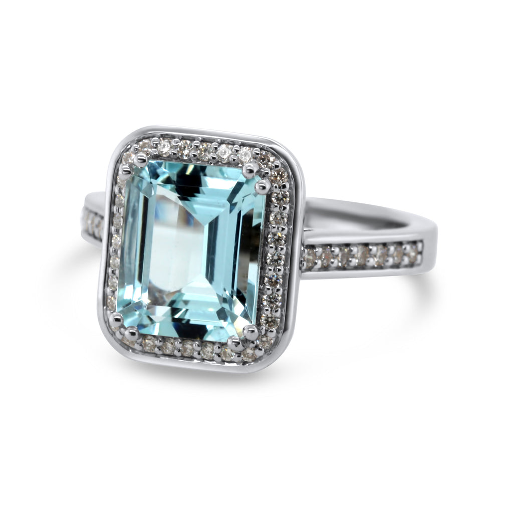 Ronan Campbell - 18k White Gold Aquamarine Diamond Ring - DESIGNYARD, Dublin Ireland.