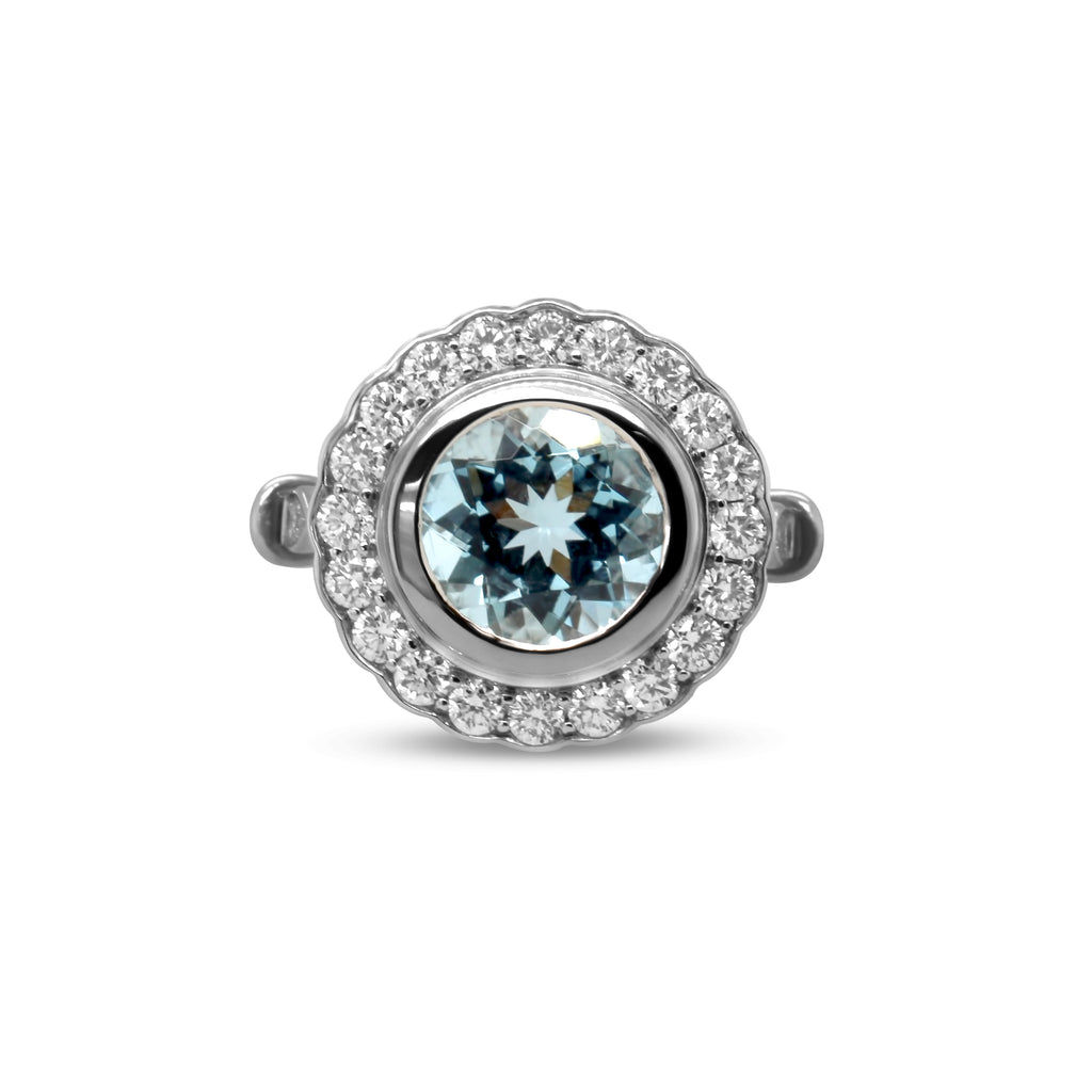 Ronan Campbell - 18k White Gold Aquamarine Diamond Ring - DESIGNYARD, Dublin Ireland.