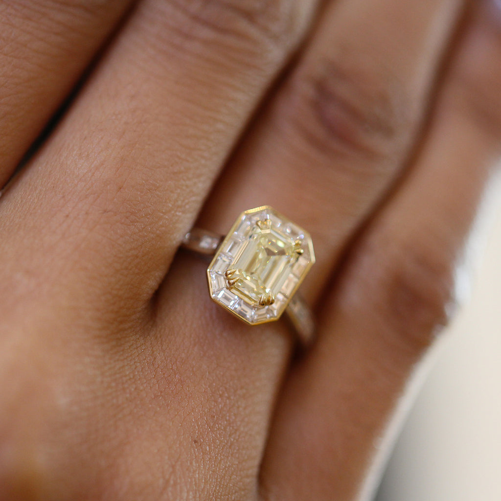 Photograph 4 of 18k White Gold Audere est Facere Yellow Diamond Engagement Ring. Available on DESIGNYARD.com and in our Jewellery Shop Dublin, Ireland. Free Worldwide Shipping with DHL.
