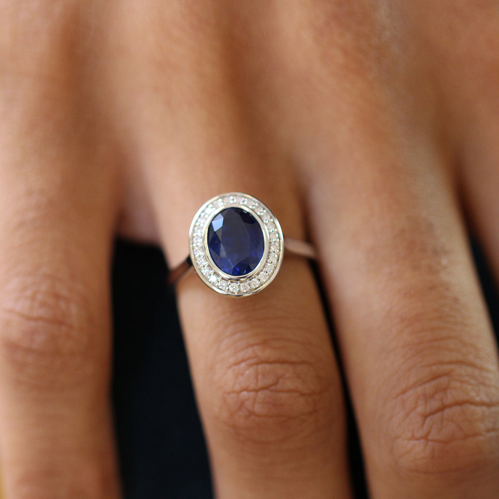 Ronan Campbell - 18k White Gold Blue Sapphire Diamond Ring - DESIGNYARD, Dublin Ireland.