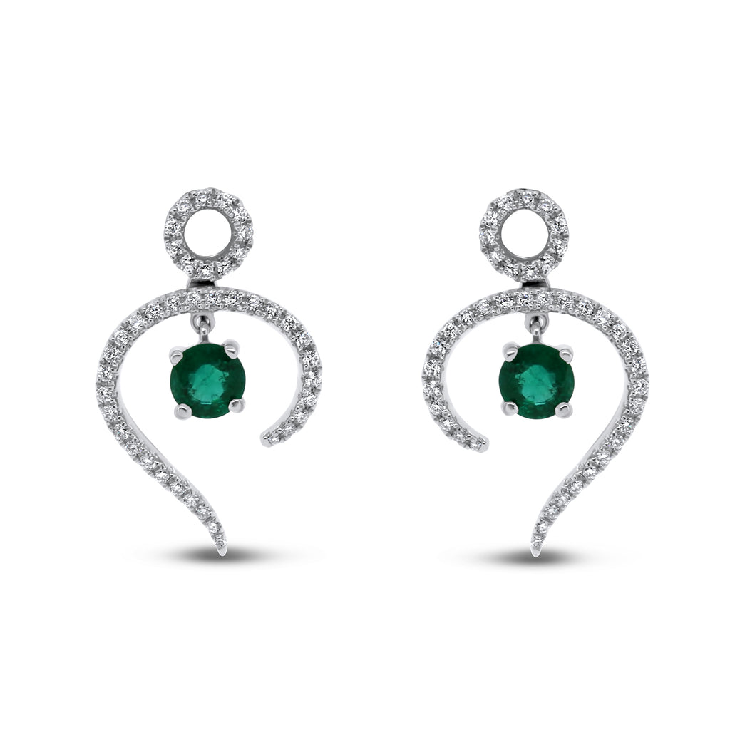 Photograph 1 of 18k White Gold Emerald Diamond Statement Earrings. Available on DESIGNYARD.com and in our Jewellery Shop Dublin, Ireland. Free Worldwide Shipping with DHL.