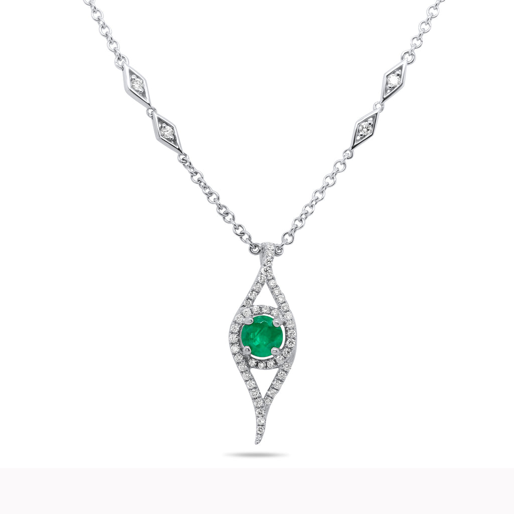 Ronan Campbell - 18k White Gold Emerald Diamond Necklace - DESIGNYARD, Dublin Ireland.