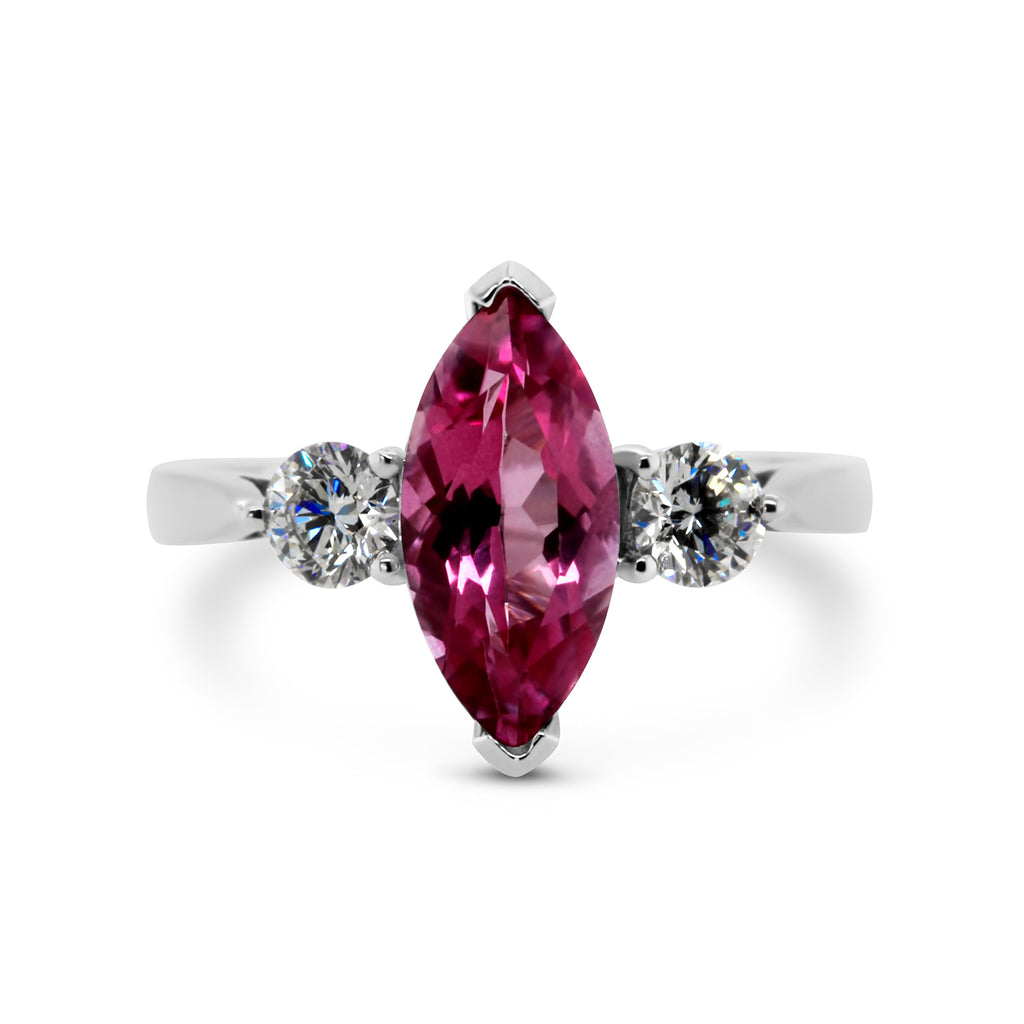 Ronan Campbell - 18k White Gold Navis Pink Topaz Diamond Ring - DESIGNYARD, Dublin Ireland.