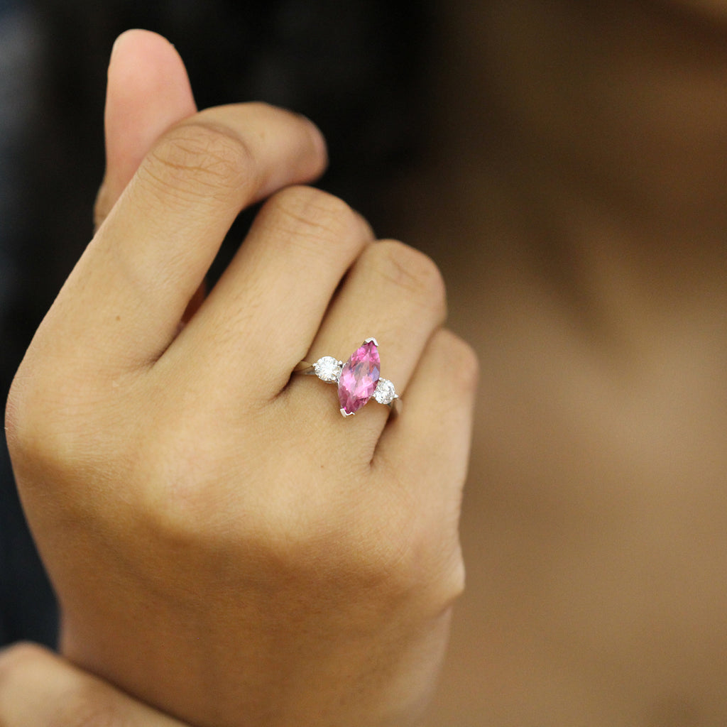 Ronan Campbell - 18k White Gold Navis Pink Topaz Diamond Ring - DESIGNYARD, Dublin Ireland.