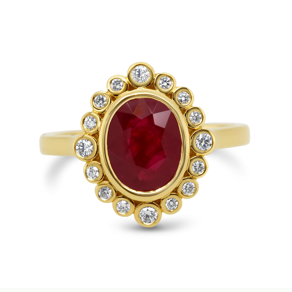 Ronan Campbell - 18k Yellow Gold Ruby Circulos Diamond Ring - DESIGNYARD, Dublin Ireland.