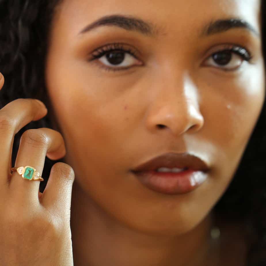 Photograph 3 of 18k Yellow Gold Emerald Cor Visioni Diamond Engagement Ring. Available on DESIGNYARD.com and in our Jewellery Shop Dublin, Ireland. Free Worldwide Shipping with DHL.