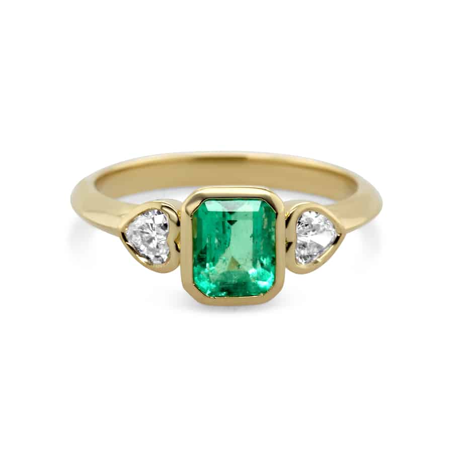 Photograph 1 of 18k Yellow Gold Emerald Cor Visioni Diamond Engagement Ring. Available on DESIGNYARD.com and in our Jewellery Shop Dublin, Ireland. Free Worldwide Shipping with DHL.