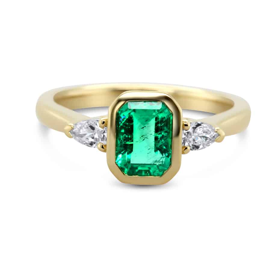 Photograph 1 of 18k Yellow Gold Emerald Pirum Diamond Engagement Ring. Available on DESIGNYARD.com and in our Jewellery Shop Dublin, Ireland. Free Worldwide Shipping with DHL.