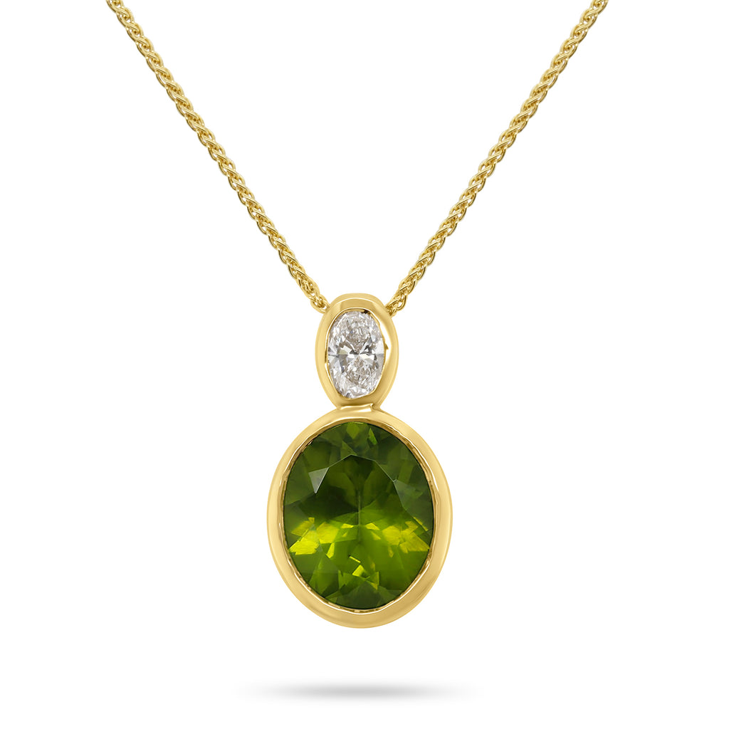 Ronan Campbell - 18k Yellow Gold Peridot Diamond Mēdēəm Bezəl Pendant - DESIGNYARD, Dublin Ireland.