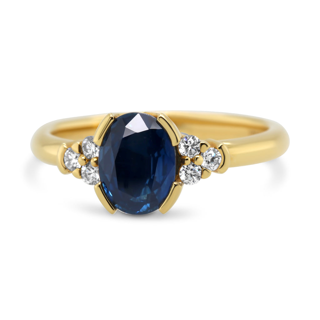 Ronan Campbell - 18k Yellow Gold Figura Bezel Sapphire Diamond Ring - DESIGNYARD, Dublin Ireland.