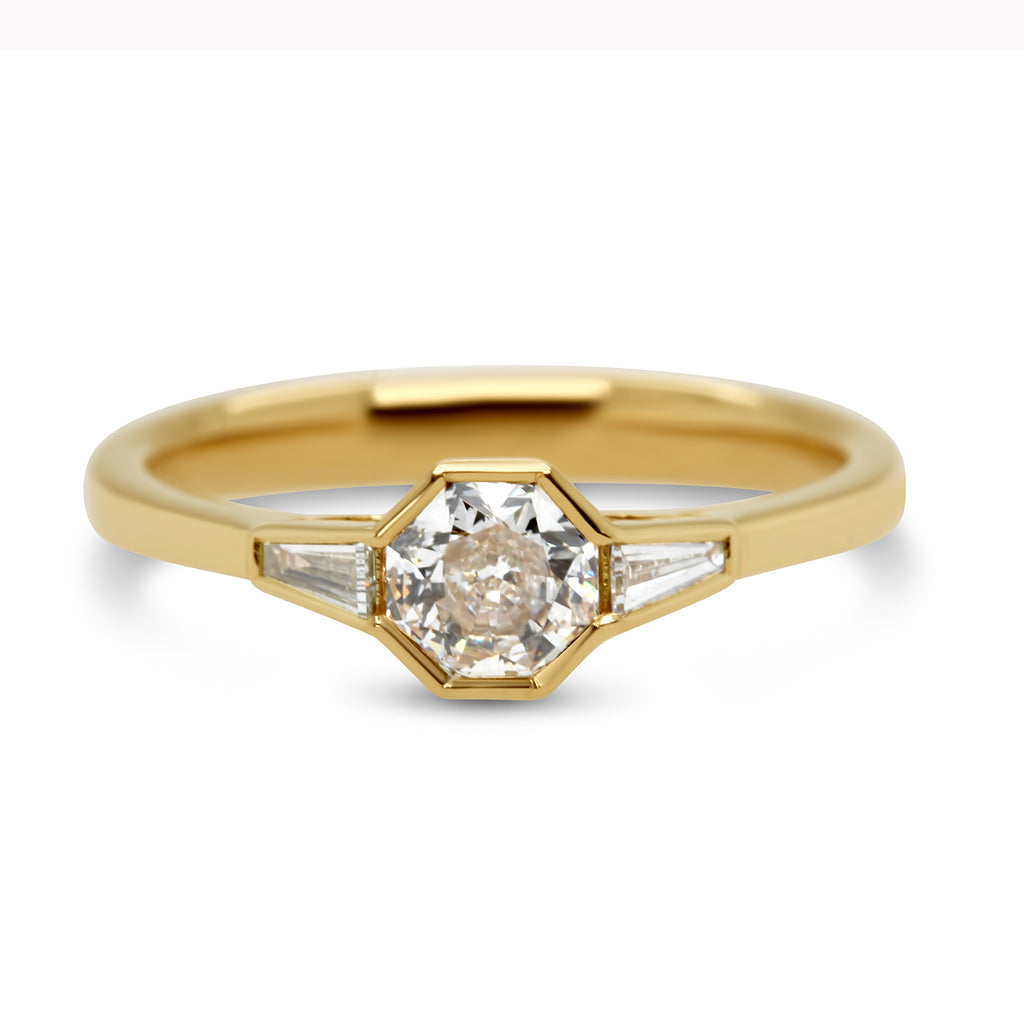 Ronan Campbell - 18k Yellow Gold Ocho Diamond Baguette Engagement Ring - DESIGNYARD, Dublin Ireland.