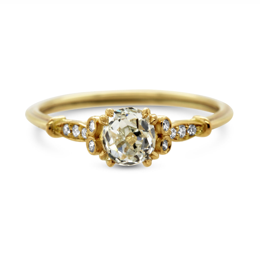 Ronan Campbell - 18k Yellow Gold Old Mine Cut Edvvardiani Diamond Engagement Ring - DESIGNYARD, Dublin Ireland.