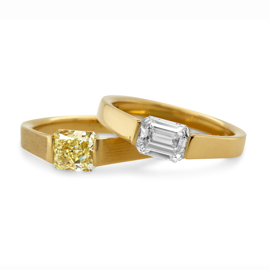 Ronan Campbell - 18k Yellow Gold Emerald Cut Pontis Diamond Ring - DESIGNYARD, Dublin Ireland.
