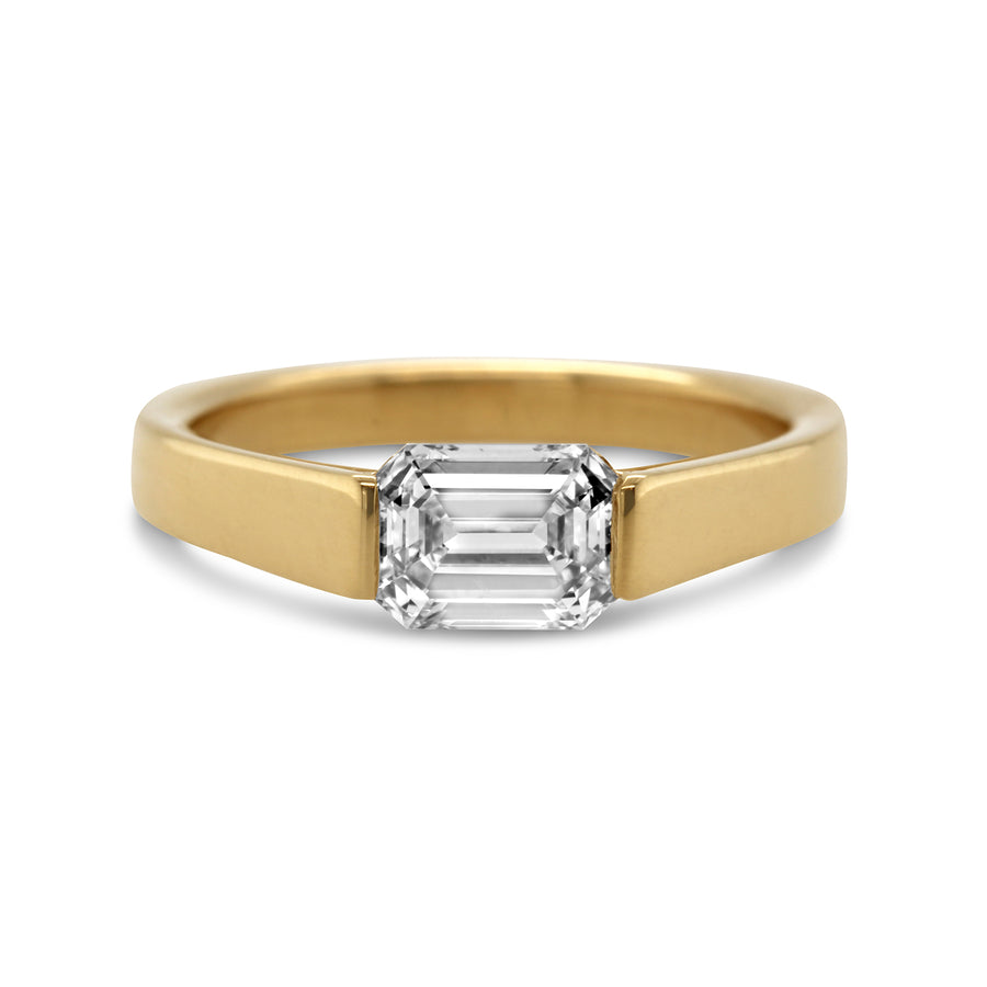 Emerald cut diamond Pontis ring by Ronan Campbell at designyard contemporary jewellery gallery dublin ireland