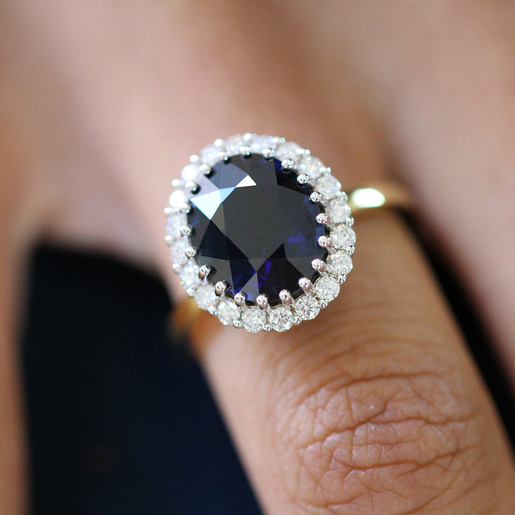 Photograph 2 of 18k Gold Blue Sapphire Magna Diamond Ring. Available on DESIGNYARD.com and in our Jewellery Shop Dublin, Ireland. Free Worldwide Shipping with DHL.