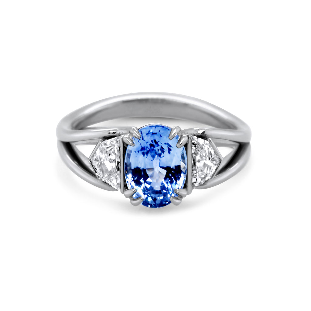 Ronan Campbell - Platinum Sapphire Cadillac Diamond Ring - DESIGNYARD, Dublin Ireland.