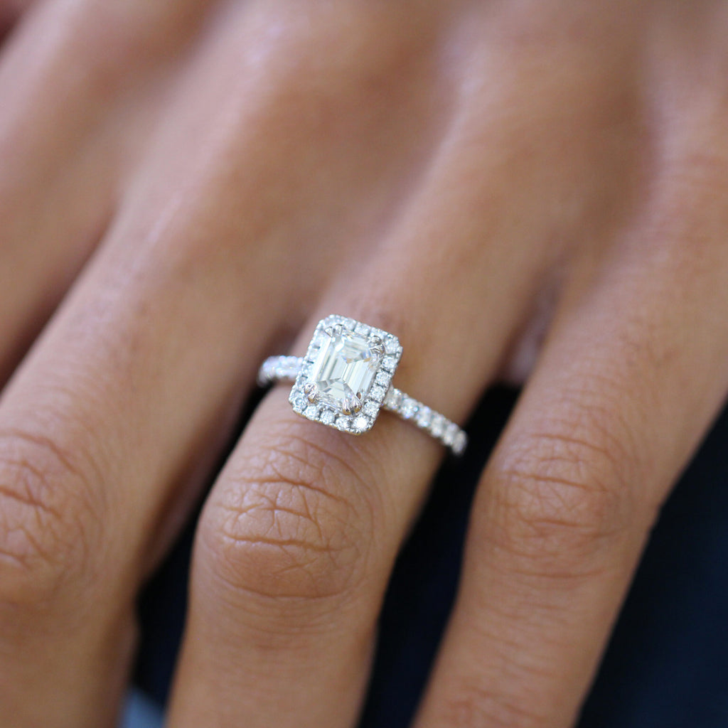 Ronan Campbell - 18k White Gold Emerald Cut Aureola Diamond Ring - DESIGNYARD, Dublin Ireland.