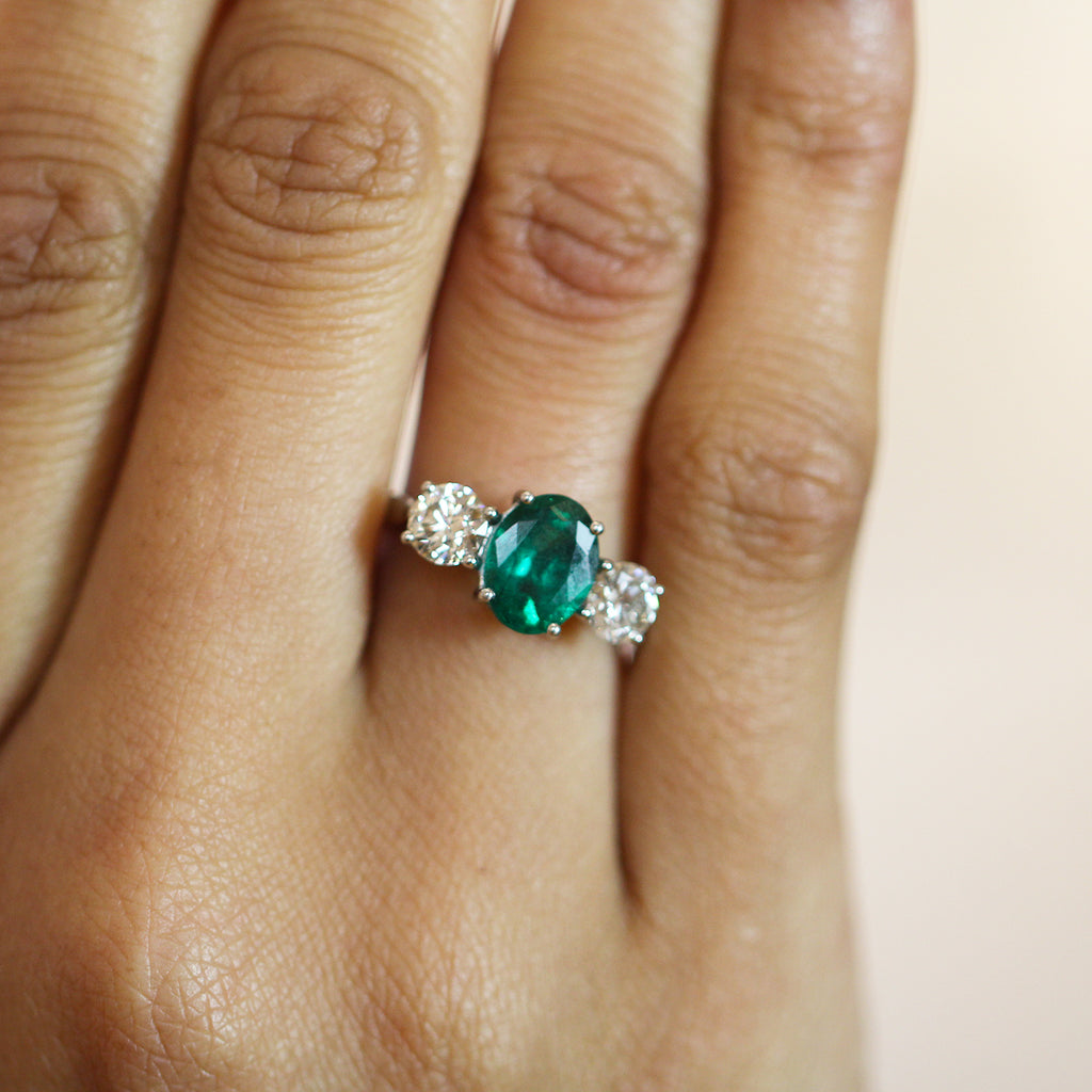 Ronan Campbell - Platinum Mēdēəm Trilogia Emerald Diamond Engagement Ring - DESIGNYARD, Dublin Ireland.