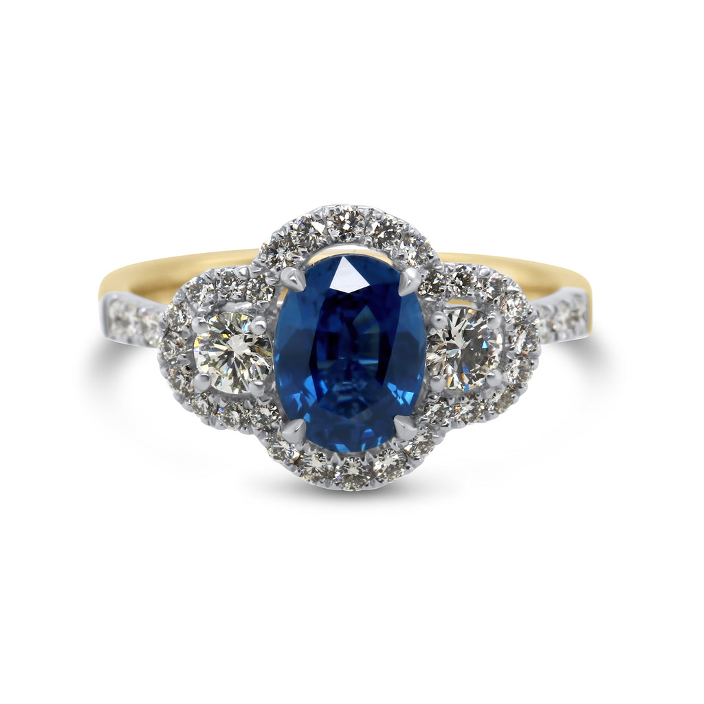 Ronan Campbell - Platinum 18k Yellow Gold Blue Sapphire Diamond Ring - DESIGNYARD, Dublin Ireland.