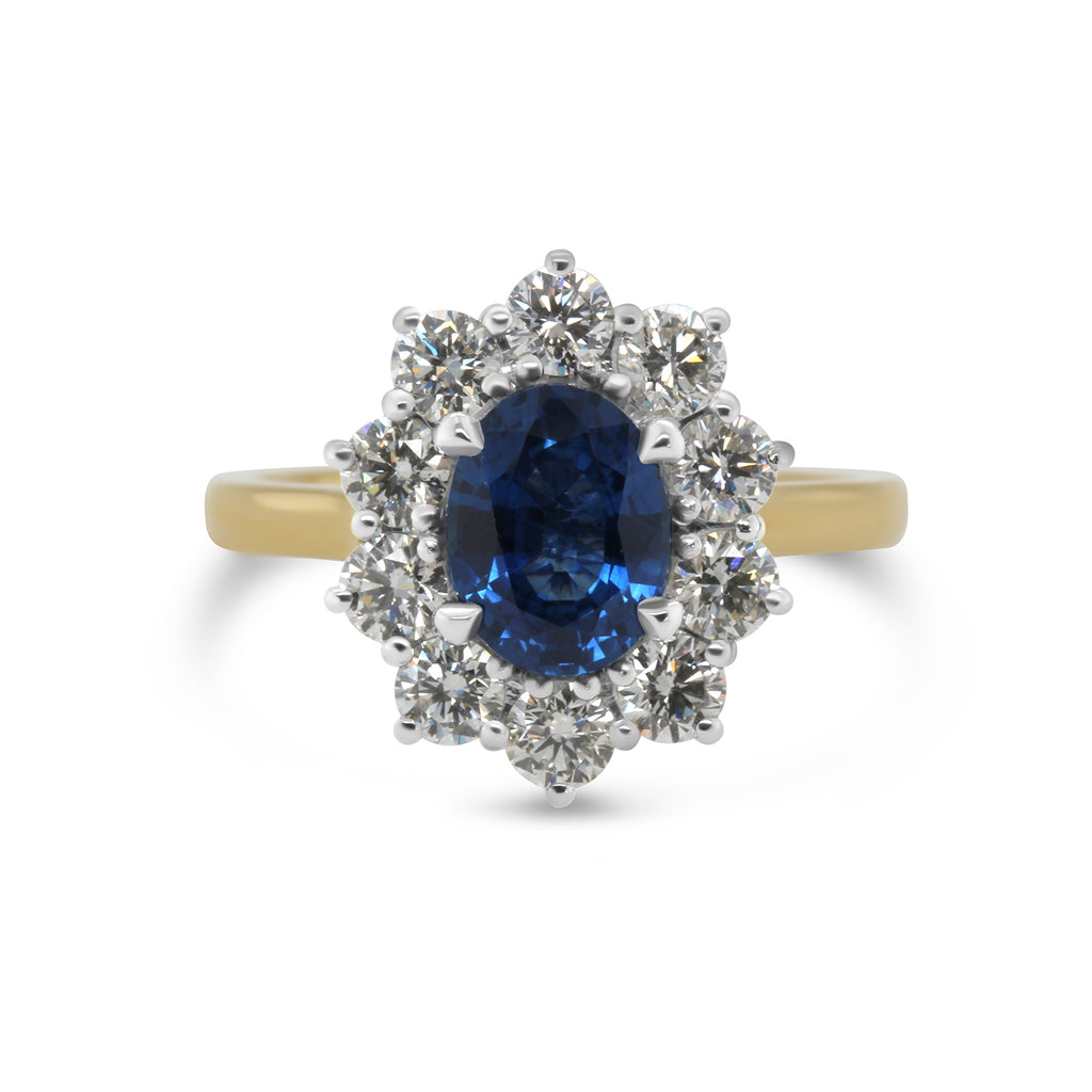 Ronan Campbell - Platinum 18k Yellow Gold Blue Sapphire Cluster Ring - DESIGNYARD, Dublin Ireland.