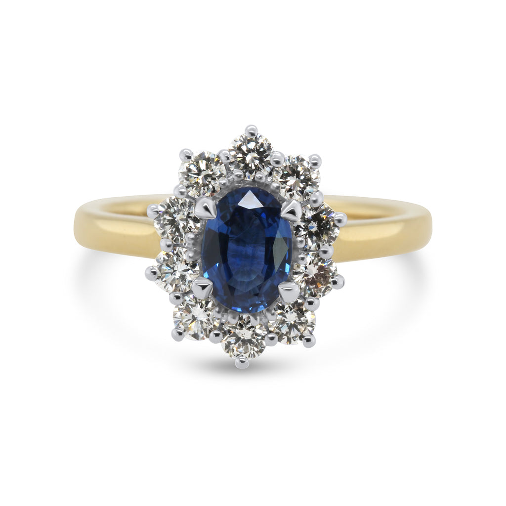 Ronan Campbell - Platinum 18k Yellow Gold Blue Sapphire Diamond Ring - DESIGNYARD, Dublin Ireland.