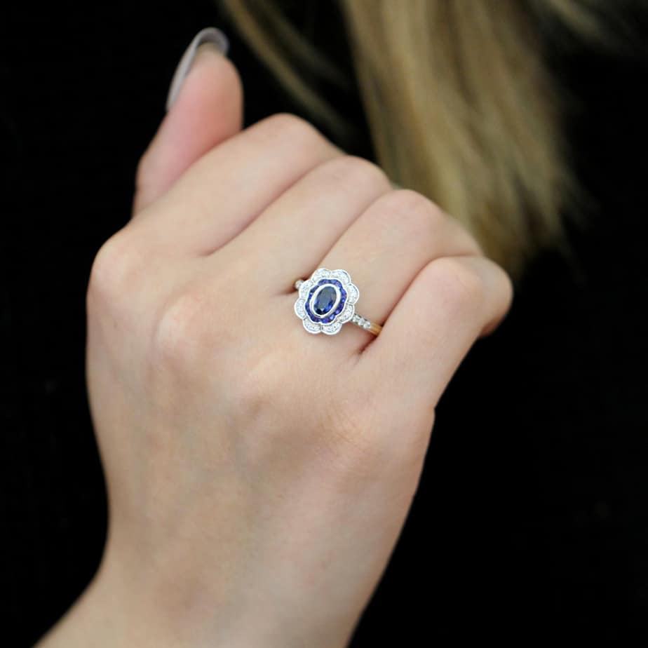 Ronan Campbell - 18k Yellow White Gold Oval Sapphire Diamond Ring - DESIGNYARD, Dublin Ireland.