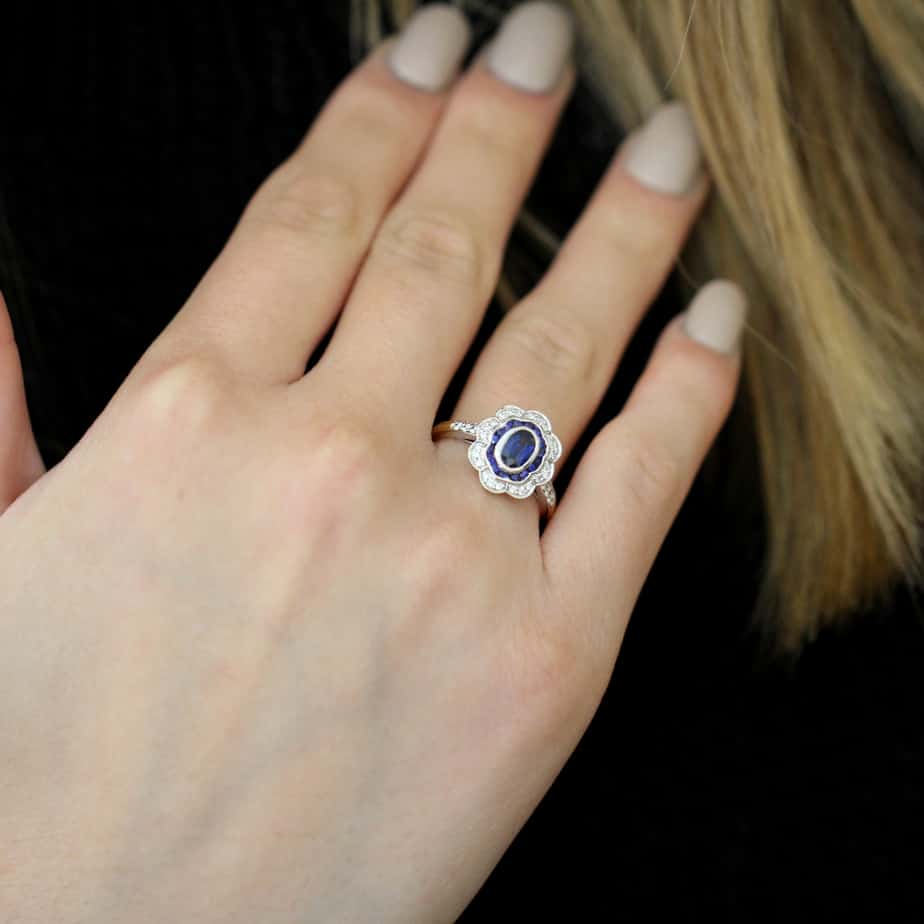 Ronan Campbell - 18k Yellow White Gold Oval Sapphire Diamond Ring - DESIGNYARD, Dublin Ireland.