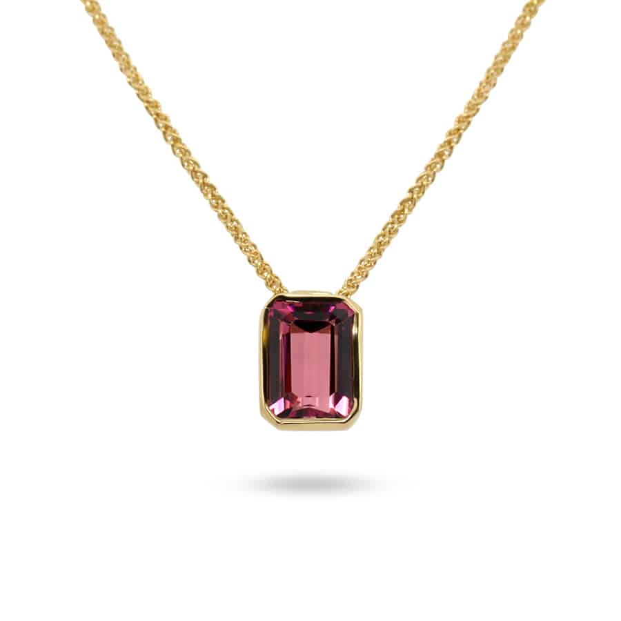 Ronan Campbell - 18k Fair Trade Yellow Gold Tenues Bezəl Brazilian Tourmaline Pendant - DESIGNYARD, Dublin Ireland.