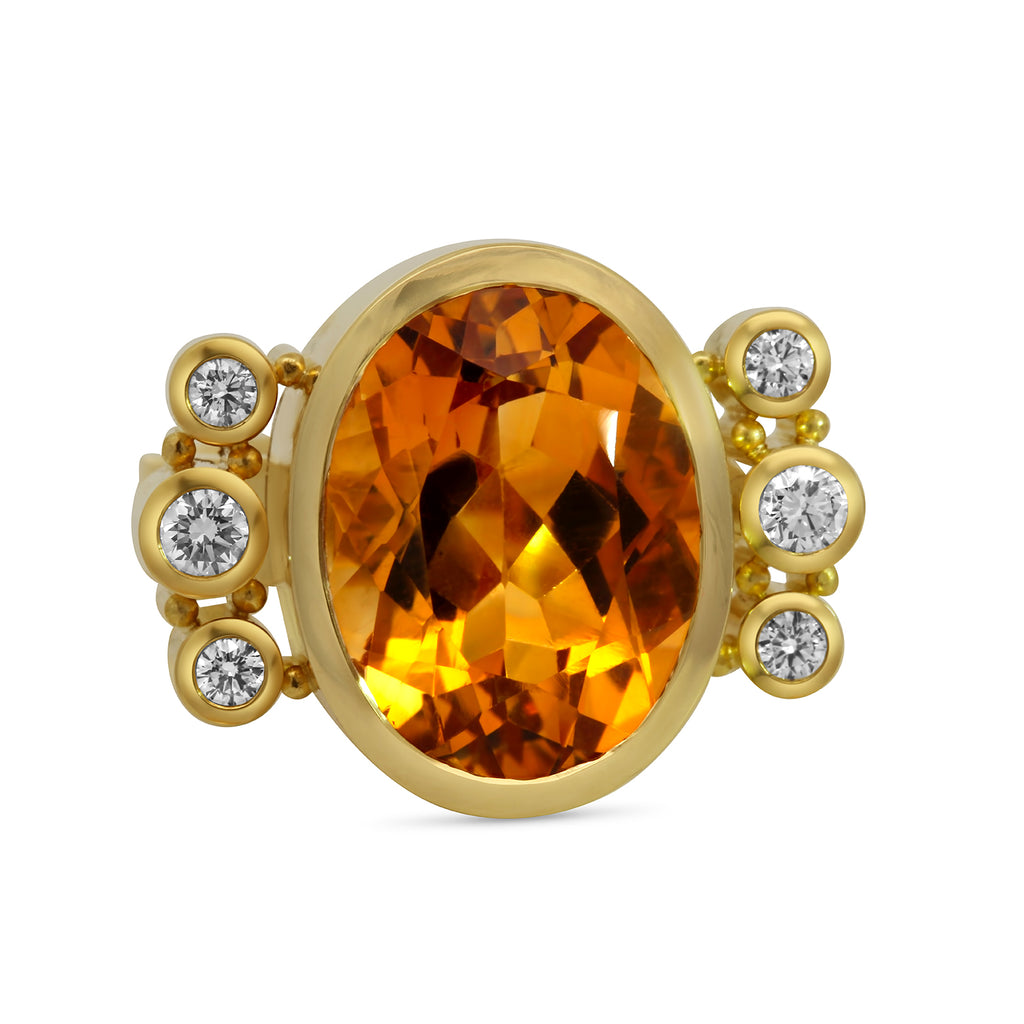 Rudolf Heltzel - 18k Yellow Gold Citrine Diamond Ring - DESIGNYARD, Dublin Ireland.