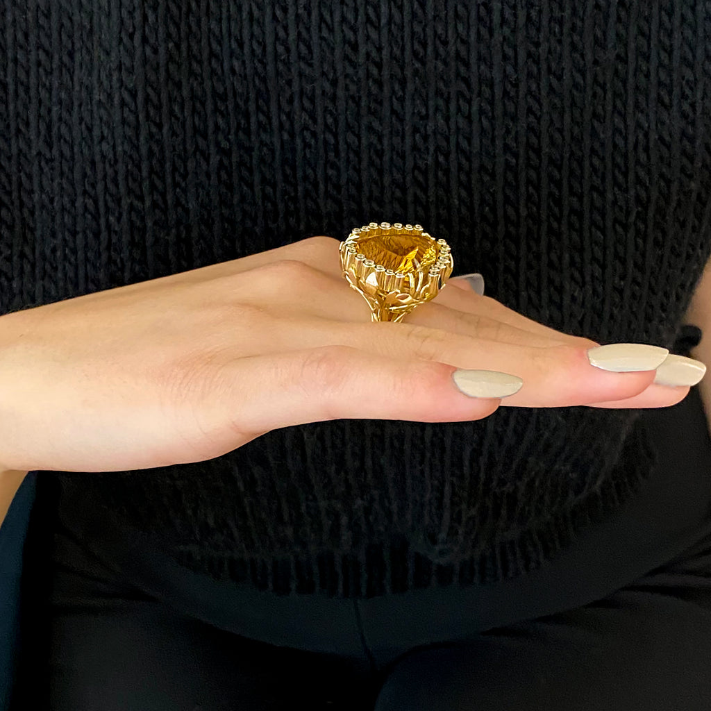 Rudolf Heltzel - 18k Yellow Gold Citrine Diamond Ring - DESIGNYARD, Dublin Ireland.