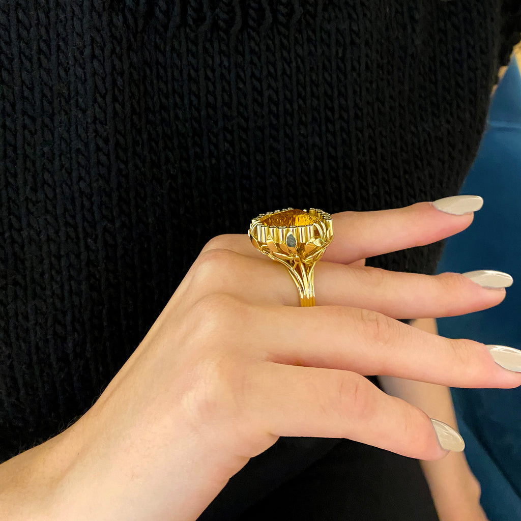 Rudolf Heltzel - 18k Yellow Gold Citrine Diamond Ring - DESIGNYARD, Dublin Ireland.