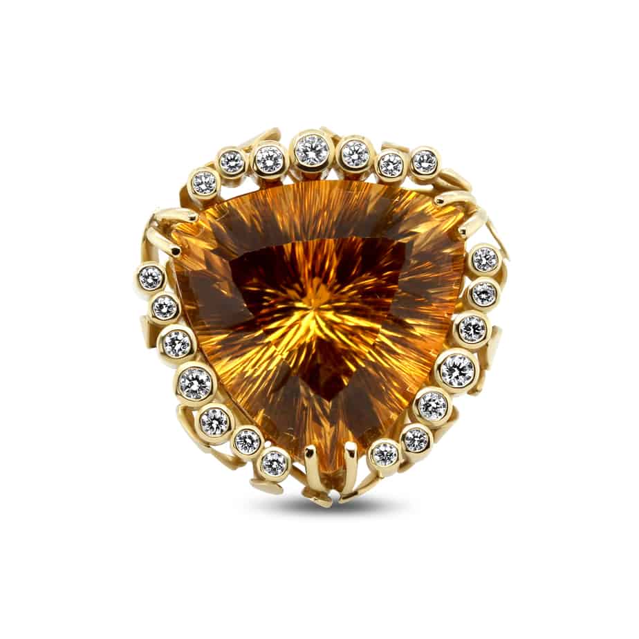 Rudolf Heltzel - 18k Yellow Gold Citrine Diamond Ring - DESIGNYARD, Dublin Ireland.