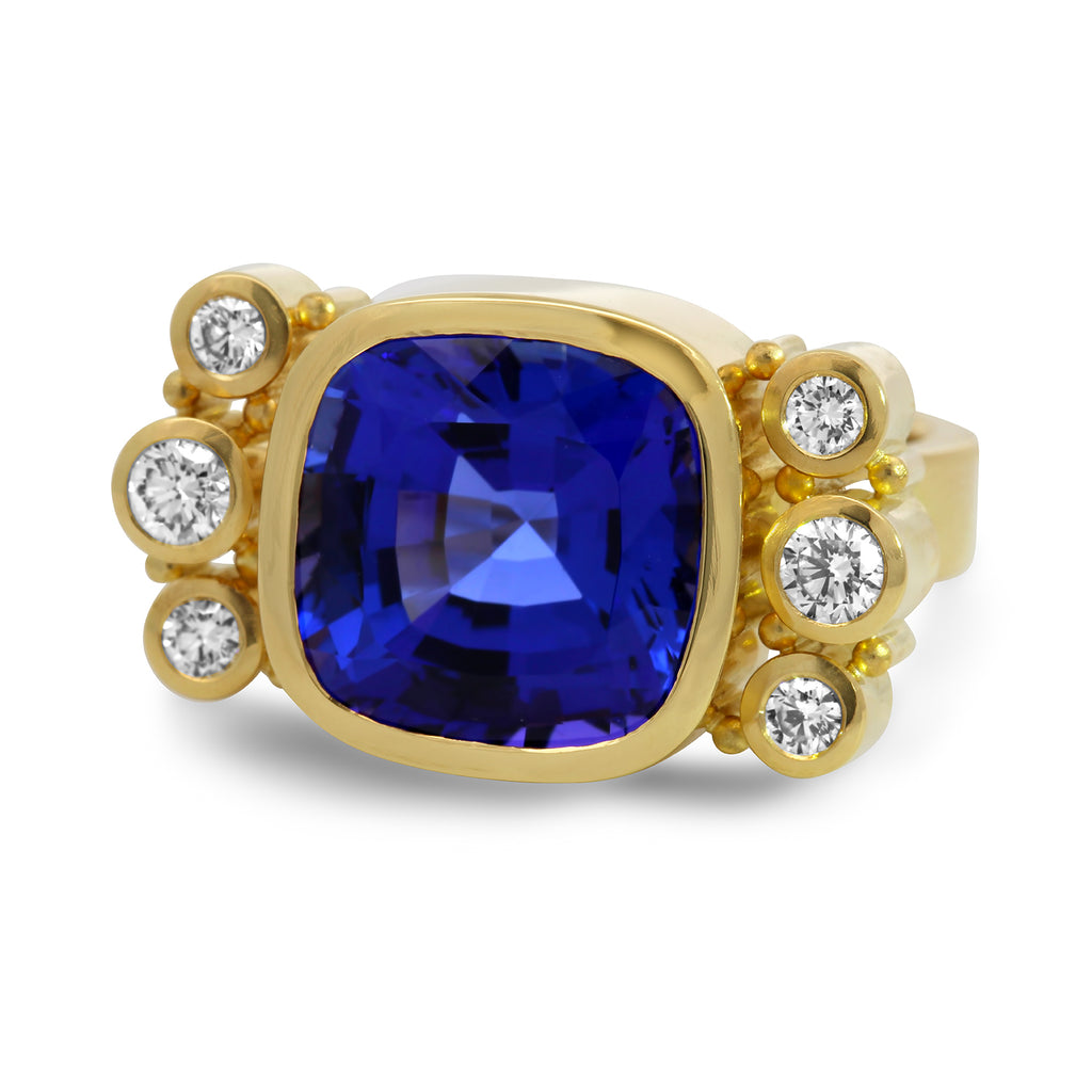 Rudolf Heltzel - 18k Yellow Gold Tanzanite Diamond Ring - DESIGNYARD, Dublin Ireland.