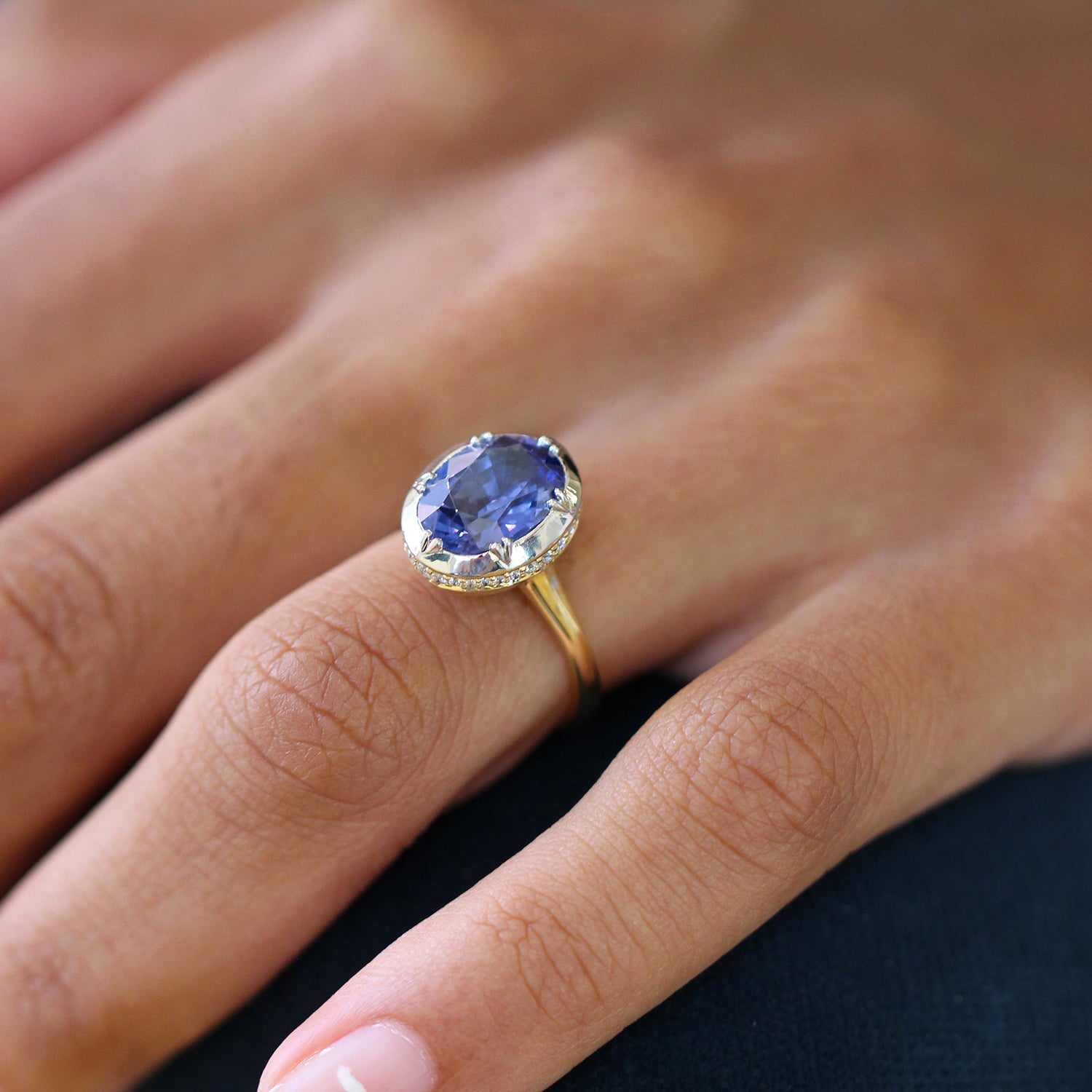 Sapphire Lizbeth ring by Sam Lafford at Designyard contemporary jewellery gallery dublin ireland